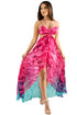 Sexy Fuchsia Multi-color Feather Print Maxi Dress